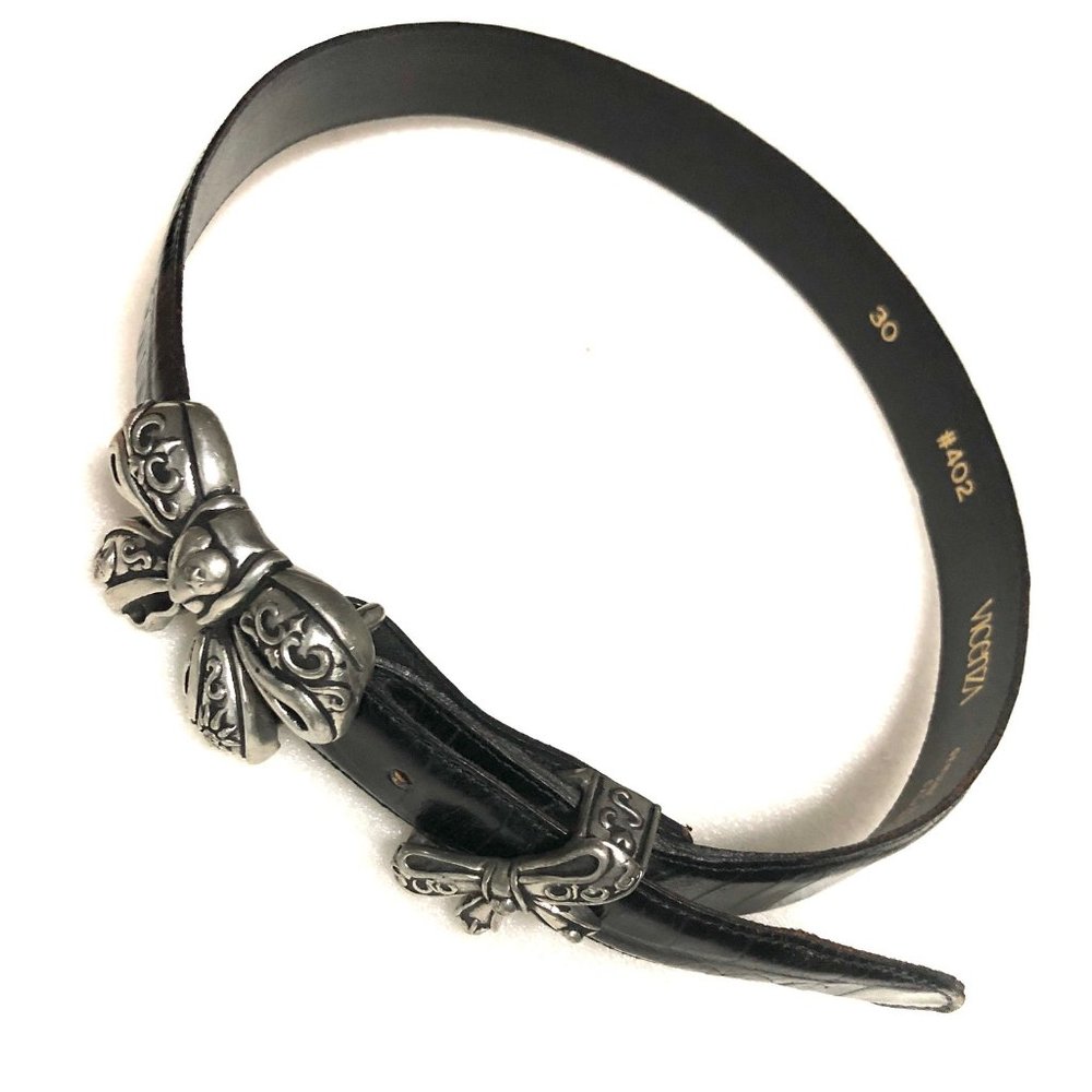 Vincenza Bow Ribbon Embossed Alligator Women's Leather Vintage Belt